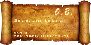 Ohrenstein Barbara névjegykártya